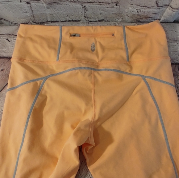 Free People Orange Active Ruched Cuff Leggings Reflective Large - Picture 3 of 10
